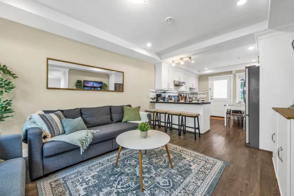 Comfortable sofa that converts to a queen sofabed, perfect for relaxing after a busy day.