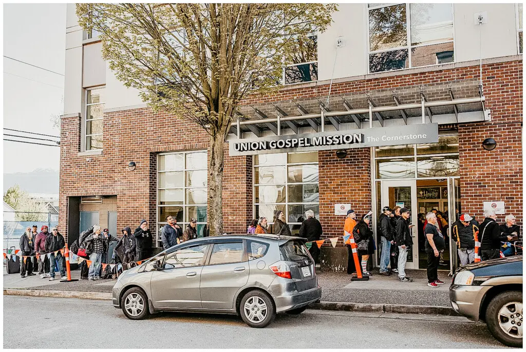 The property shares a lane with the Union Gospel Mission — a local organization dedicated to providing meals, shelter, recovery programs, and support for individuals facing homelessness and addiction in Vancouver.
