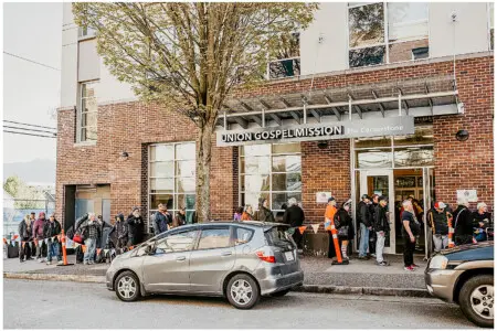 The property shares a lane with the Union Gospel Mission — a local organization dedicated to providing meals, shelter, recovery programs, and support for individuals facing homelessness and addiction in Vancouver.