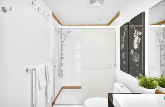 The second bathroom features a refreshing body jet shower — perfect for unwinding after a day of exploring Vancouver. Sleek finishes and thoughtful details create a serene space to relax and recharge in modern comfort.