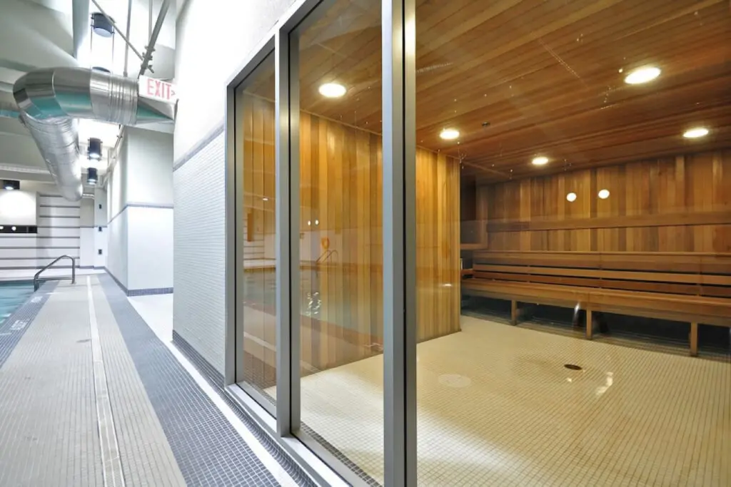 Wellness awaits with the comforting heat of the on-site sauna, located beside the pool and spa area on the second floor. A perfect place to unwind, rejuvenate, and complete your Vancouver wellness experience.