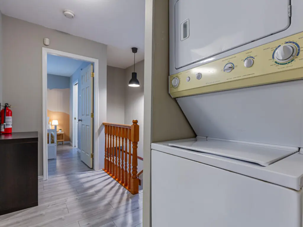 The in-suite washer and dryer offer the convenience of doing laundry right at home — ideal for extended stays or families wanting to keep things fresh and comfortable throughout their Vancouver visit.