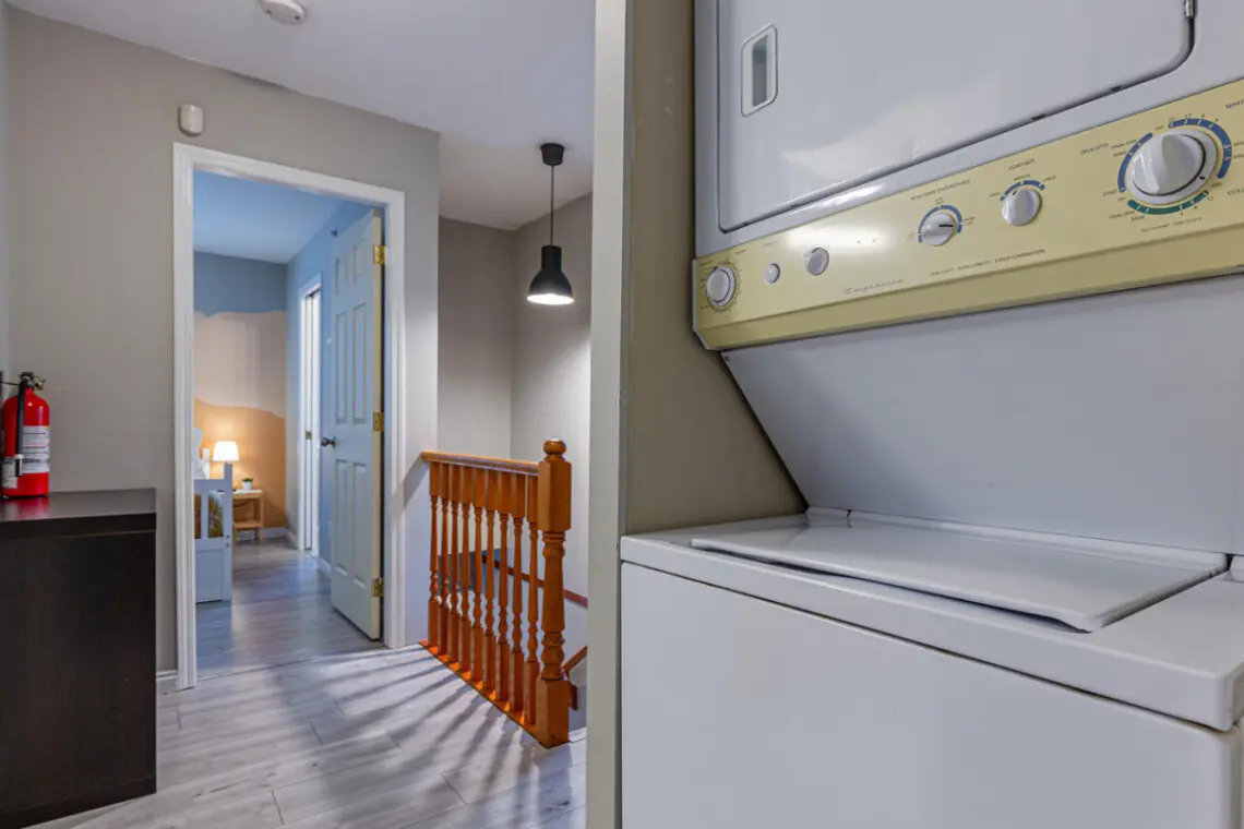 The in-suite washer and dryer offer the convenience of doing laundry right at home — ideal for extended stays or families wanting to keep things fresh and comfortable throughout their Vancouver visit.