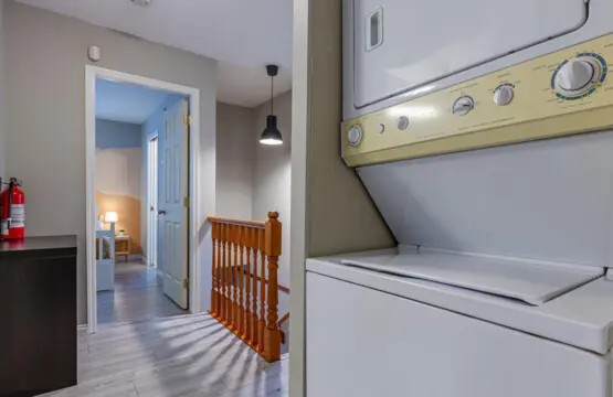 The in-suite washer and dryer offer the convenience of doing laundry right at home — ideal for extended stays or families wanting to keep things fresh and comfortable throughout their Vancouver visit.