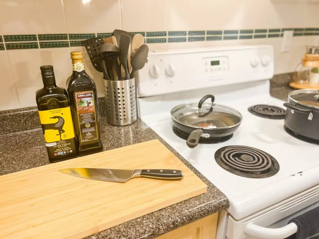 Everything guests need to cook comfortably at home is provided — from quality cookware and utensils to essential ingredients for effortless meal prep.