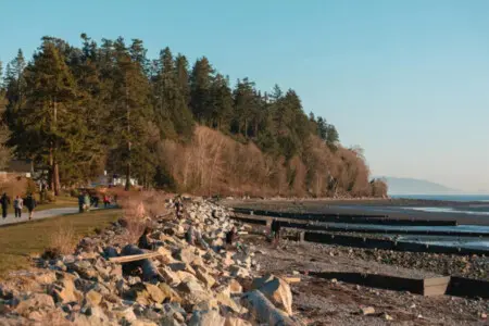 Take a peaceful stroll along the scenic waterfront at Crescent Beach, where ocean views, gentle breezes, and tree-lined paths create the perfect setting for a relaxing afternoon walk.