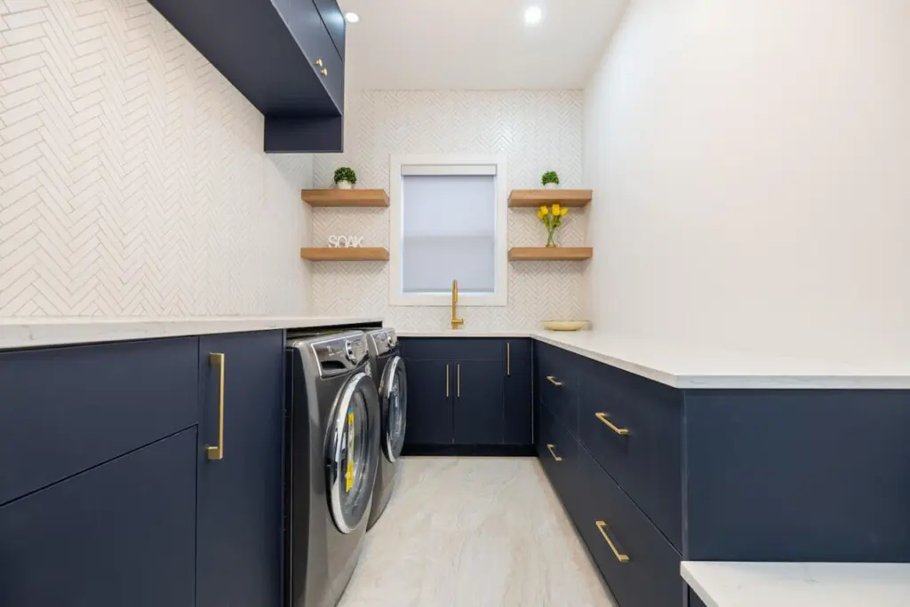 Keep your wardrobe fresh with ease in the spacious laundry room, featuring brand-new, high-end washer and dryer units. Modern design and thoughtful details make everyday convenience effortless.