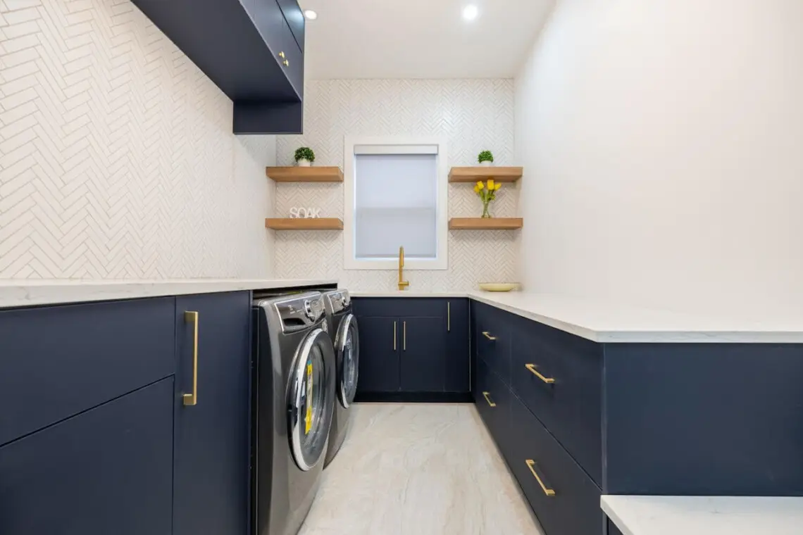 Keep your wardrobe fresh with ease in the spacious laundry room, featuring brand-new, high-end washer and dryer units. Modern design and thoughtful details make everyday convenience effortless.