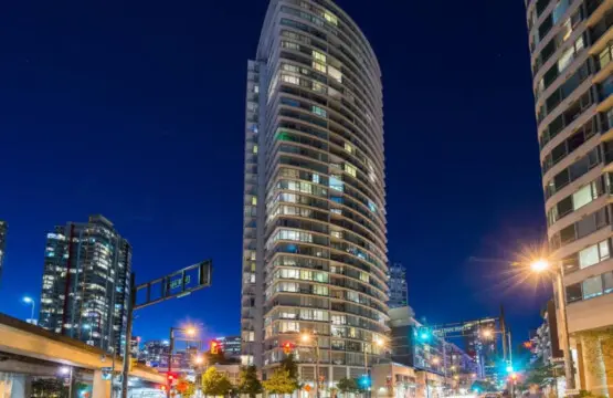 Immerse yourself in the vibrant energy of downtown Vancouver — with city lights, modern architecture, and urban convenience just steps from your suite.