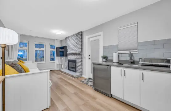 A thoughtfully designed kitchenette tucked into your cozy space — perfect for preparing a warm drink or light meal before settling in for a relaxing evening by the fire.