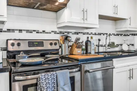 Fully stocked kitchen equipped with everything you need to cook and dine comfortably.