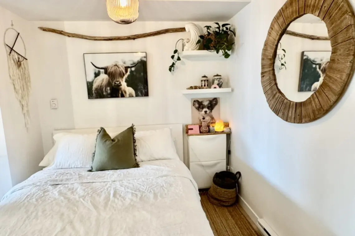 Cozy corner vibes. A serene retreat filled with natural light, greenery, and personal touches that make it feel like home.